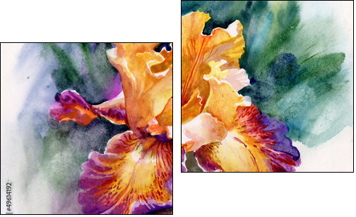 Yellow iris - Zweiteiliges Leinwandbild, Diptychon