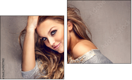 Portrait of beautiful blonde girl with long hair - Zweiteiliges Leinwandbild, Diptychon