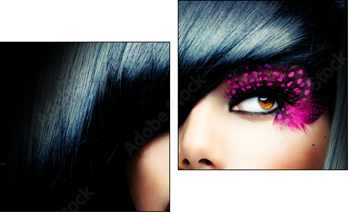 Fashion Brunette Model Portrait. Hairstyle - Zweiteiliges Leinwandbild, Diptychon