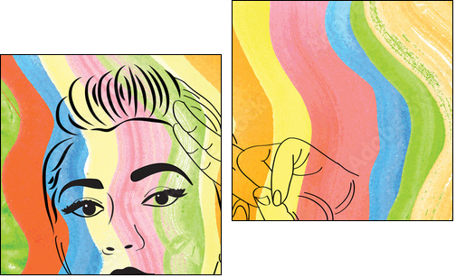 vintage pop art girl - Zweiteiliges Leinwandbild, Diptychon