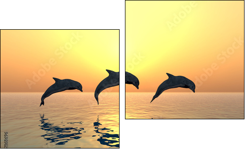Jumping Dolphins - Zweiteiliges Leinwandbild, Diptychon