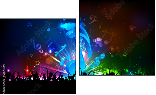Musical Party Background - Zweiteiliges Leinwandbild, Diptychon