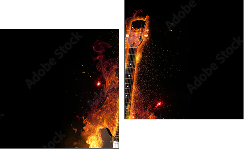 E Gitarre unter Feuer - Zweiteiliges Leinwandbild, Diptychon