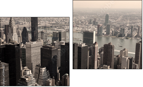 Skyline of Manhattan - sepia image - Zweiteiliges Leinwandbild, Diptychon