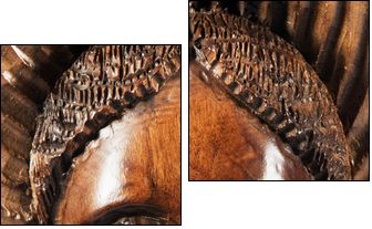 Carved face in the wood - Zweiteiliges Leinwandbild, Diptychon