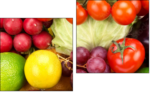 bright background  of vegetables and fruits - Zweiteiliges Leinwandbild, Diptychon