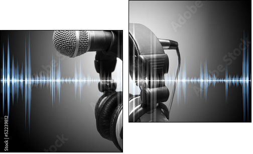concepto de musica y grabacion en estudio - Zweiteiliges Leinwandbild, Diptychon