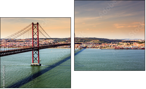 Bridge of 25th of April, Lisbon - Zweiteiliges Leinwandbild, Diptychon