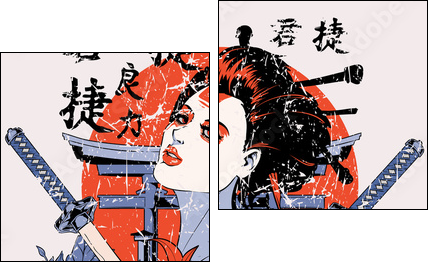 Geisha - Zweiteiliges Leinwandbild, Diptychon