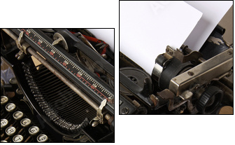 Typewriter with paper scattered - conceptual image - Zweiteiliges Leinwandbild, Diptychon