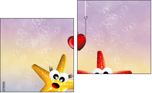 Starfish in love - Zweiteiliges Leinwandbild, Diptychon