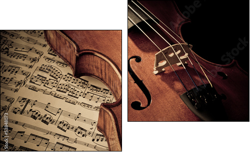 Geige mit Notenblatt - Zweiteiliges Leinwandbild, Diptychon