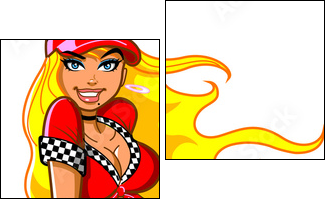 Sexy Blonde Racing Fan - Zweiteiliges Leinwandbild, Diptychon