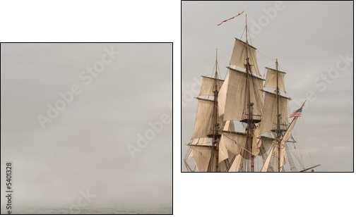 Vintage Frigate sailing into a fog bank - Zweiteiliges Leinwandbild, Diptychon