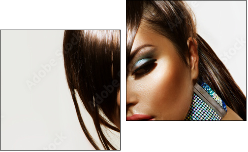 Fashion Beauty Girl. Stylish Haircut and Makeup - Zweiteiliges Leinwandbild, Diptychon