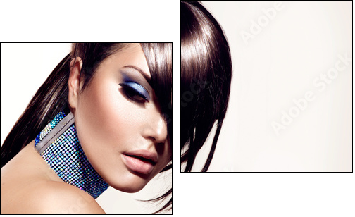 Fashion Beauty Girl. Gorgeous Woman Portrait - Zweiteiliges Leinwandbild, Diptychon