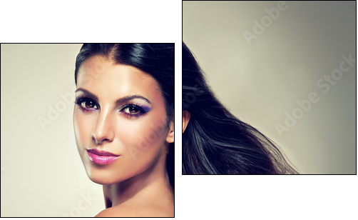 Beautiful brunette with long hair flying - Zweiteiliges Leinwandbild, Diptychon