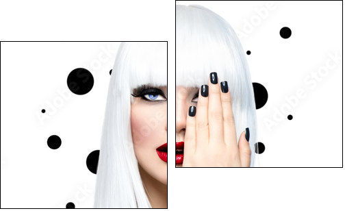 Fashion Beauty Model Girl. Punk Style Woman isolated on White - Zweiteiliges Leinwandbild, Diptychon