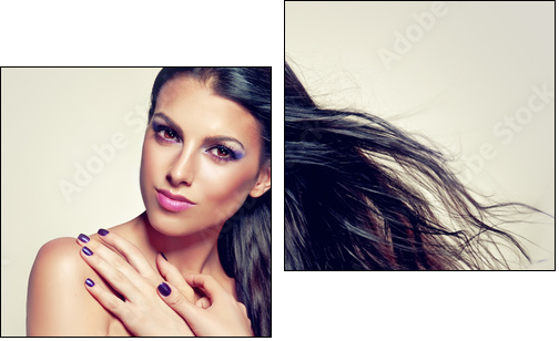 Beautiful brunette with long hair flying - Zweiteiliges Leinwandbild, Diptychon