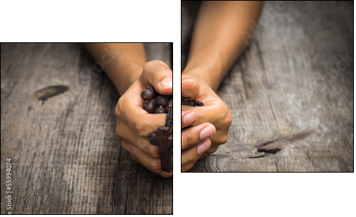 Person Praying - Zweiteiliges Leinwandbild, Diptychon