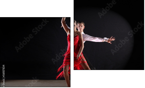 dancers in ballroom against black background - Zweiteiliges Leinwandbild, Diptychon