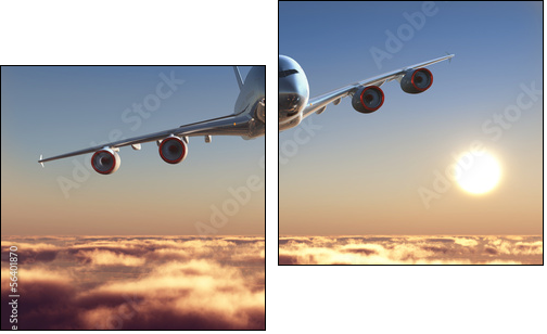 Passenger plane - Zweiteiliges Leinwandbild, Diptychon