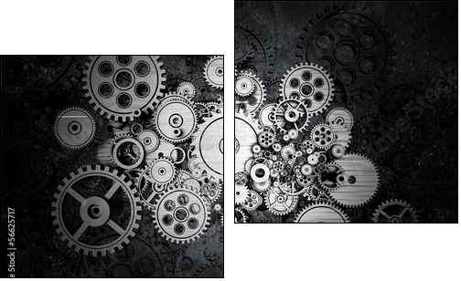 Grunge Cog Wheels - Zweiteiliges Leinwandbild, Diptychon