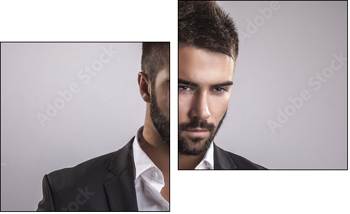 Elegant young handsome man. Studio fashion portrait. - Zweiteiliges Leinwandbild, Diptychon