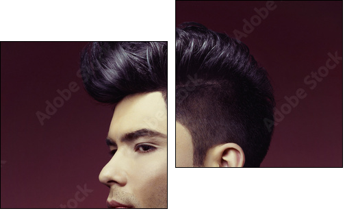 Man with stylish haircut - Zweiteiliges Leinwandbild, Diptychon