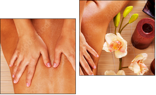 Masseur doing massage on woman back in spa salon - Zweiteiliges Leinwandbild, Diptychon