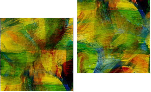 seamless cubism green, yellow abstract art Picasso texture water - Zweiteiliges Leinwandbild, Diptychon
