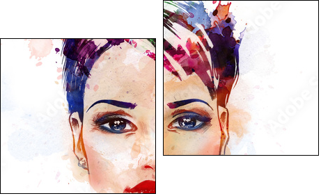 Fashion illustration of the beautiful girl - Zweiteiliges Leinwandbild, Diptychon