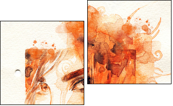 Beautiful woman. watercolor illustration - Zweiteiliges Leinwandbild, Diptychon