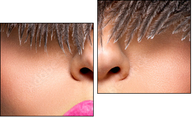  Closeup Beautiful female lips with pink  lipstick - Zweiteiliges Leinwandbild, Diptychon