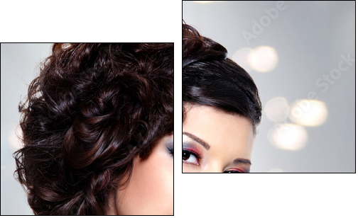 Young beautiful woman with modern hairstyle - Zweiteiliges Leinwandbild, Diptychon