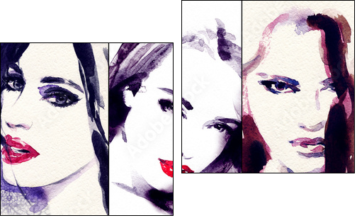 Beautiful woman. watercolor illustration - Zweiteiliges Leinwandbild, Diptychon