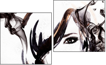 Beautiful woman. watercolor illustration - Zweiteiliges Leinwandbild, Diptychon