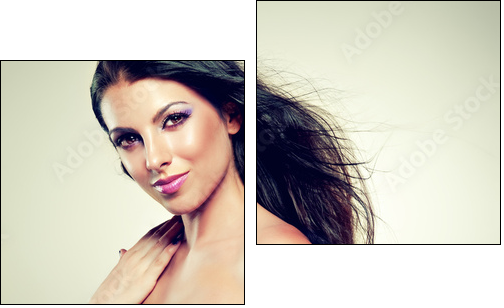 Beautiful brunette with long hair flying - Zweiteiliges Leinwandbild, Diptychon