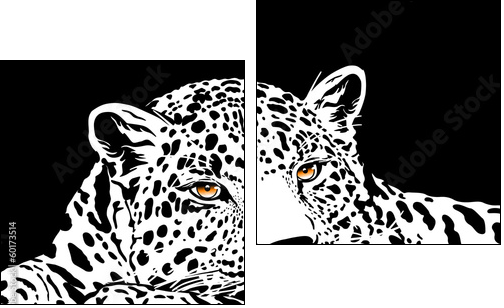 leopard with gold eyes - Zweiteiliges Leinwandbild, Diptychon