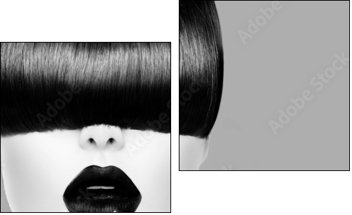 High Fashion Black and White Model Girl Portrait - Zweiteiliges Leinwandbild, Diptychon