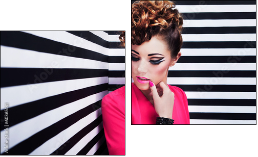 Beautiful young woman with professional party make up - Zweiteiliges Leinwandbild, Diptychon