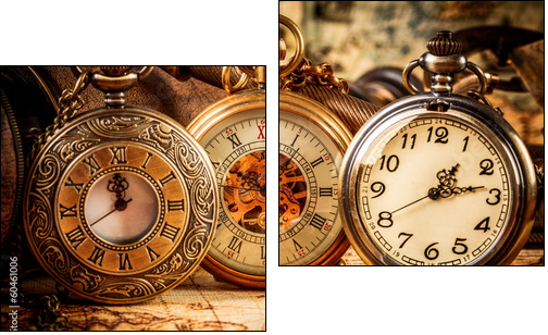 Vintage pocket watch - Zweiteiliges Leinwandbild, Diptychon