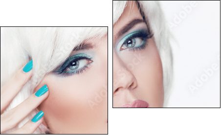 Blond girl. Jewelry. Makeup. Fashion Beauty Woman Portrait with - Zweiteiliges Leinwandbild, Diptychon