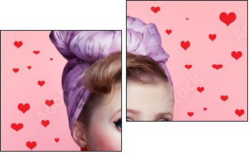 Beautiful young sexy pin-up girl with surprised expression - Zweiteiliges Leinwandbild, Diptychon