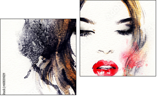 abstract  woman portrait - Zweiteiliges Leinwandbild, Diptychon