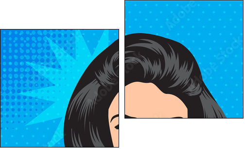 cute retro woman in comics style - Zweiteiliges Leinwandbild, Diptychon
