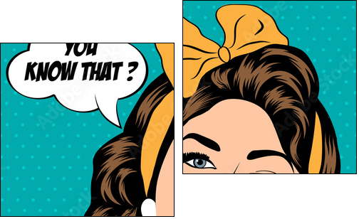 cute retro woman in comics style - Zweiteiliges Leinwandbild, Diptychon