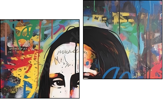 Mona Lisa | Graffiti | Pop Art - Zweiteiliges Leinwandbild, Diptychon