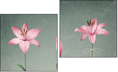 Three pink lily - Zweiteiliges Leinwandbild, Diptychon