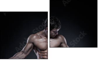 Strong Athletic Man Fitness Model Torso showing big muscles - Zweiteiliges Leinwandbild, Diptychon